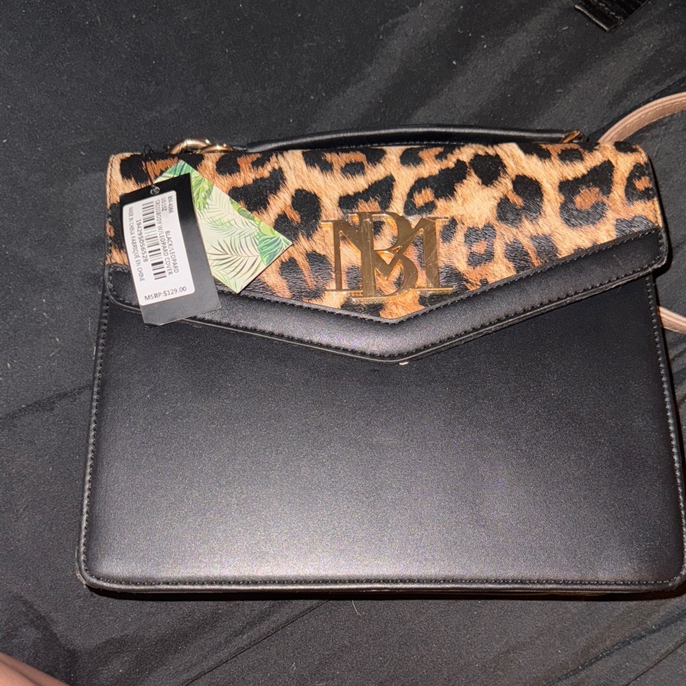 Black and Leopard Print Women's Bag